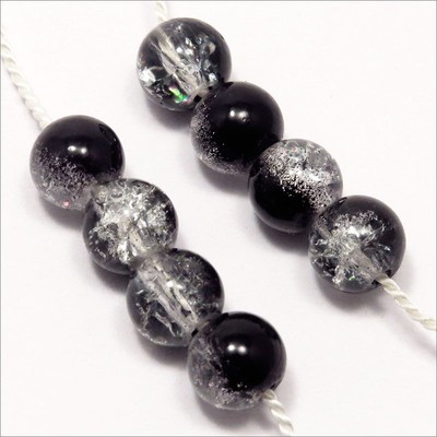 Lot de 50 Perles Craquelées en Verre 6mm Cristal