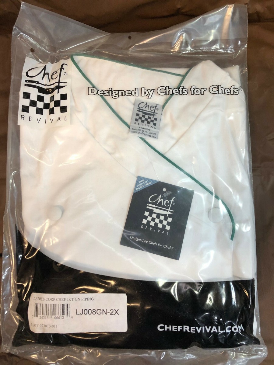 Chef Revival LJ008GN-2X Ladies Poly Cotton Chef Jacket, 2X Green