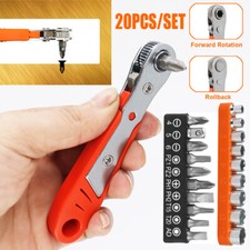 20PCS OFFSET RATCHET SCREWDRIVER SET PHILLIPS TORX POSI ASSORTED TOOLS 1/4 DRIVE