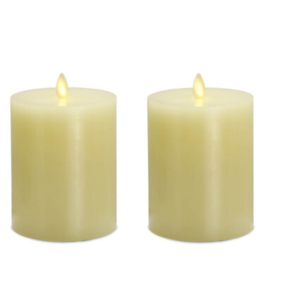 2PCS Luminara Moving Wick Candle Flat Top Led flameless Candle Ivory  Pillar