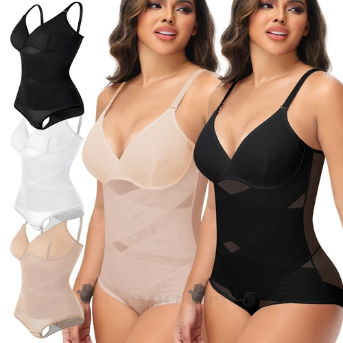 Shaping Bodysuit Full Body Shaper Under Dress V Neck Bra Adjustable Jumpsuit Top