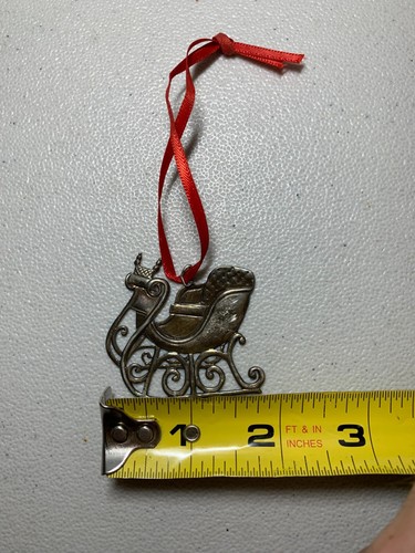 Hand & Hammer Sterling Silver Sleigh Christmas Ornament HandMade! - Picture 3 of 7