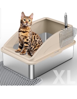 XL Katzentoilette Edelstahl, große Katzentoilette Edelstahl, 20L 