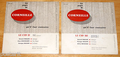Nr. 2 Schallplatten CORNEILLE - LE CID Gerard Philipe Jean Deschamps - 33 Umdrehungen 7''