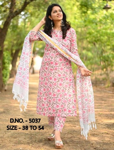 Women Cotton Palazzo Kurta Set For 