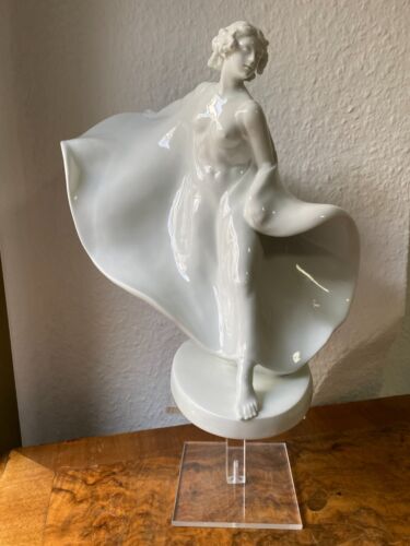 Meissen rara grande figura stile Art Nouveau ballerina disegno Th. Eichler bianco prima scelta - Foto 1 di 16