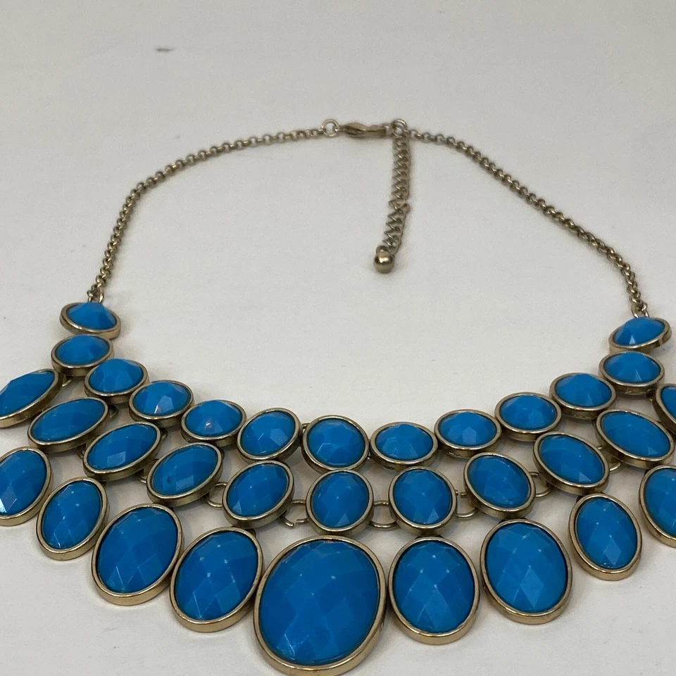 H&M лето синий искусственный камень золотистый заявления ожерелье капли - Изображение 3 из 4