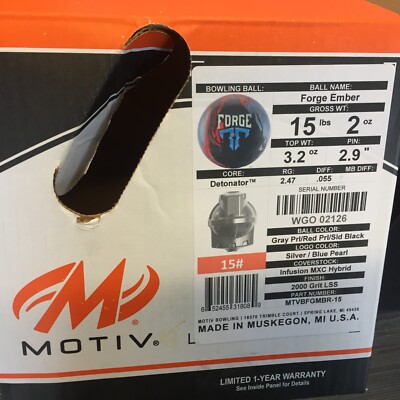 Motiv Forge Ember BOWLING BALL 15 LB. 1ST QUAL NEW IN BOX