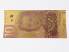 1 pcs CANADA Canadian $ 10 Ten Dollars Banknote Gold Plated play money