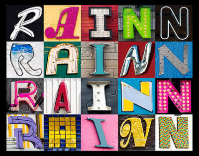 RAINN Name Poster featuring photos of actual sign letters