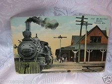 1911 Neenah Wi  Soo Line Station Steam engine train Rare Antique Postcard