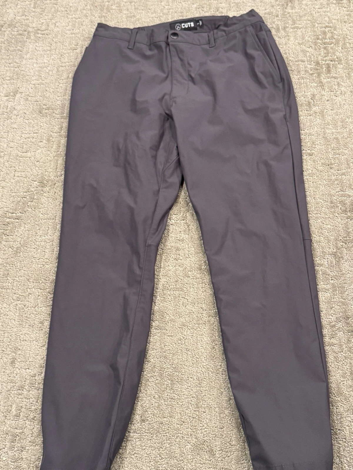 Cuts Pants Mens Large Gray Stretch Athletic Fit Tapered Leg Performance (Q)