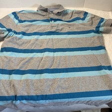 Tommy Hilfiger Men  s Polo Shirt XL Gray Blue Stripe Short Sleeve Classic Fit