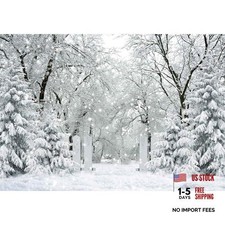 12x8FT White Winter Forest Scene Photography Backdrop - Wonderland Snowflake