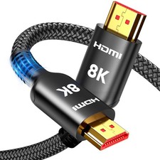 8K HDMI Cable 1.5FT 48Gbps Ultra High Speed Braided For PS5 Monitor PC
