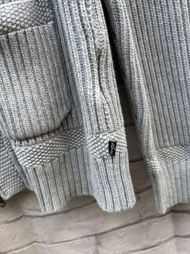 Vintage Levi's Męski szary dziadek Kardigan Sweter Zamek błyskawiczny Prążkowana dzianina Rozmiar XL - Zdjęcie 2 z 9