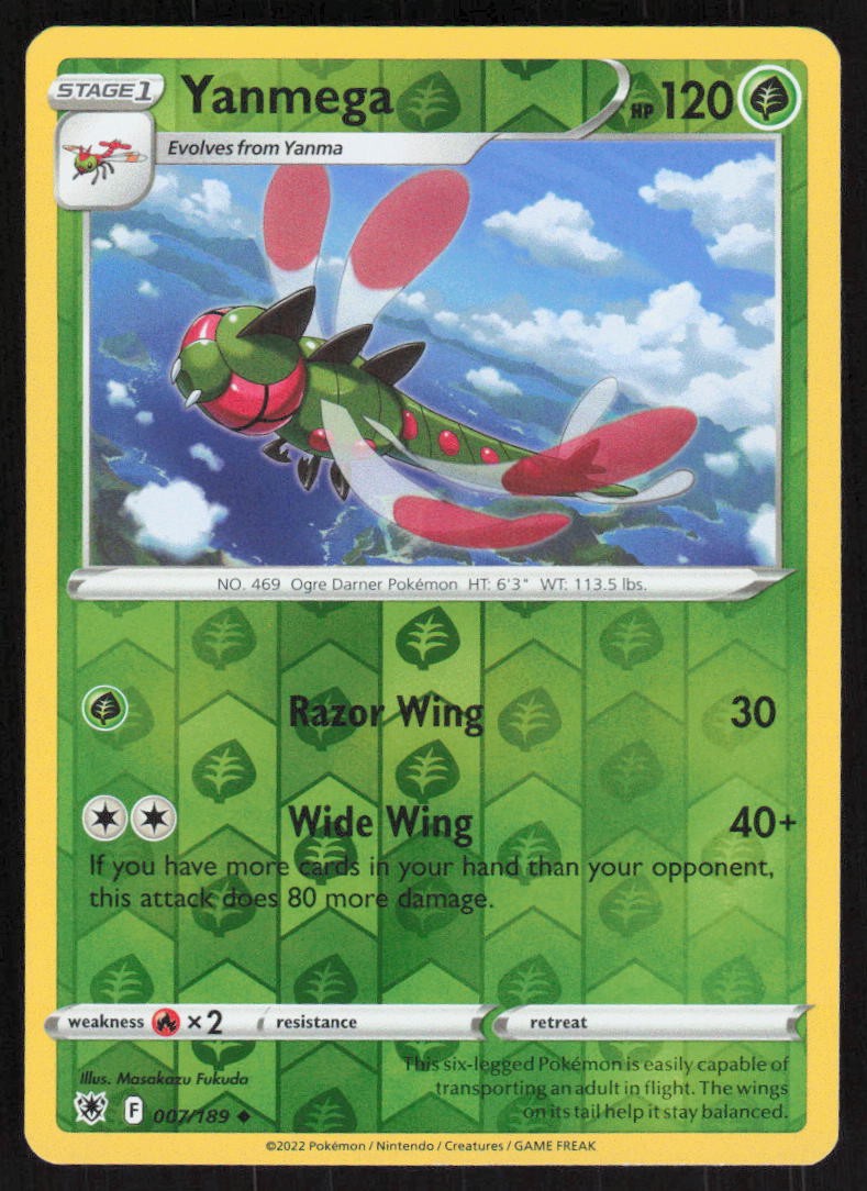 Yanmega Reverse Holo 007/189 NM SWSH10: Astral Radiance Pokemon Card
