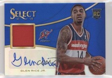 2013-14 Panini Select Rookie Jersey Blue Prizm 22/49 Glen Rice Jr #3 Auto 7ti