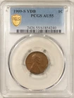 1909-S VDB LINCOLN CENT - PCGS AU-55, KEY-DATE! NICE MEDIUM BROWN!