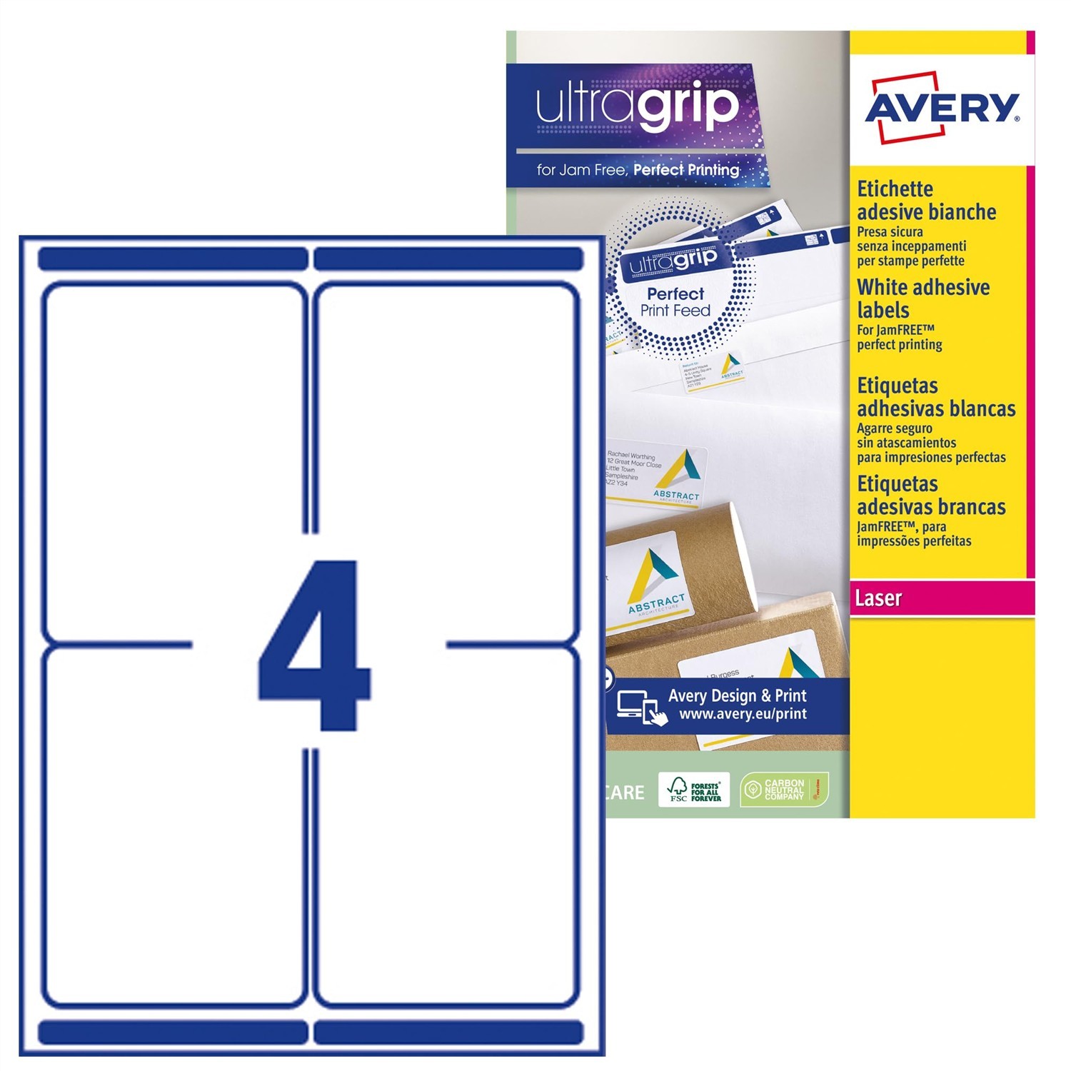 Avery L7169-15 Lot de 3 paquets de 60 étiquettes laser 99,1 x 139 mm