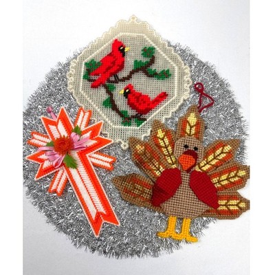 Vintage Plastic Canvas Needlepoint Art Assorted Holidays Handcrafted Wall Decor