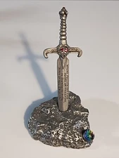 Radcliffe Pewter Excalibur Sword in Stone – King Arthur Camelot Fantasy Figurine