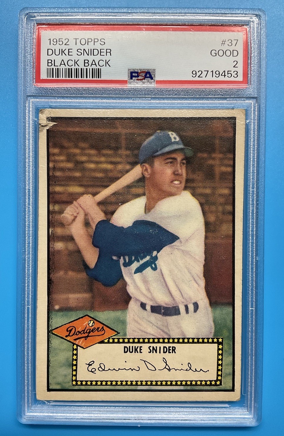 1952 Topps #37 Duke Snider Black Back PSA 2 Dodgers HOF