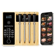 Smart Wireless Meat Thermometer 4 Probes, Bluetooth Food Thermometer, Remote Tra