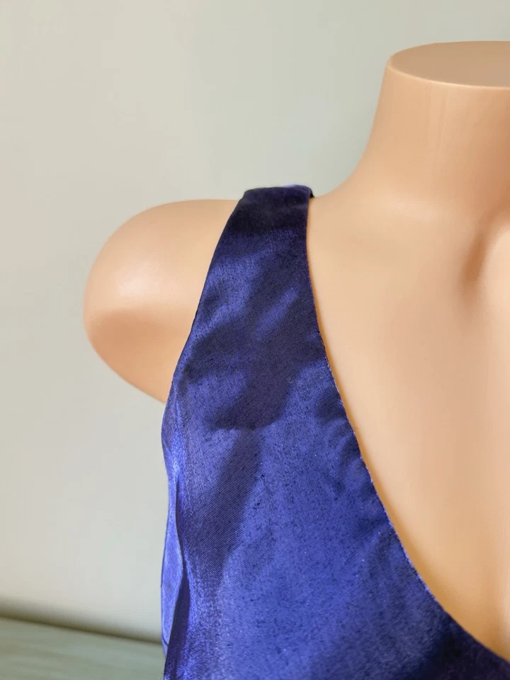 Maxi Vestido Formal Alex Evenings Talla 14 XL Sin Mangas Púrpura Brillo Largo Foto 3 de 4