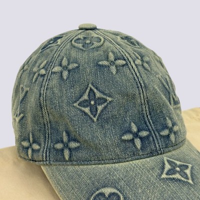 Louis Vuitton LV Monogram Washed Denim Baseball Cap Hat Blue Size