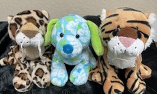 Webkinz Lot Tropical Island Pup, Tiger, Leopard Plush Stuffed Animal NO CODE