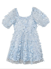 Rare Editions Girls Sequin Soutache Mesh Social Dress Light Blue Sz 10 NWT