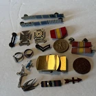 Original Military WW 2 Medals Lapel Pins Rings 18 Items  Lot