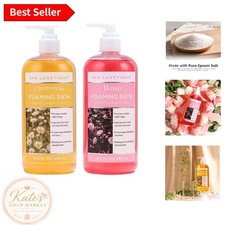 Luxury Foaming Bubble Bath, 33.2 Oz - Organic Rose  Chamomile Spa Gift Set