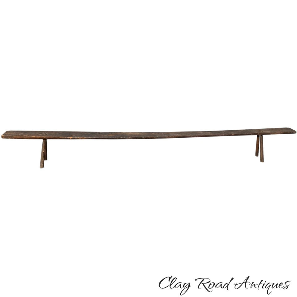 Antique primitive amish lancaster 11ft school bench settee mortised porch - Image 3 of 4