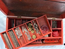 Vintage Erector Set Parts Lot w/ Wooden Box   Pre-War  Early Post-War Pieces