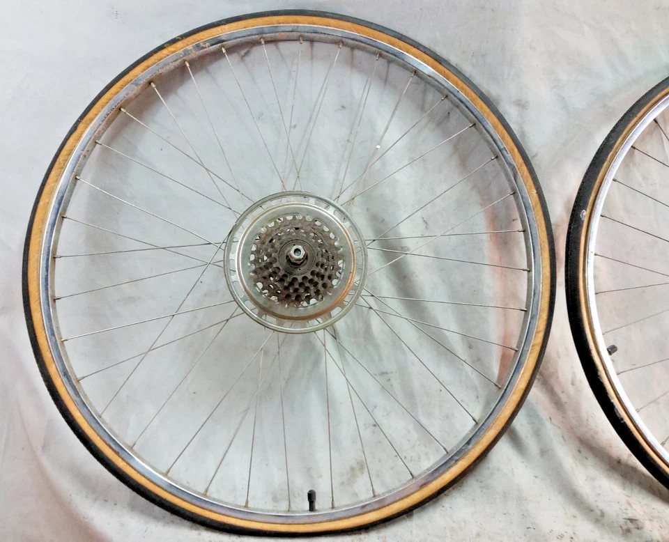 Sunshine Vintage 27" 630ISO Road Bike Wheel Set Freewheel 126/100 High Flange QR - Image 3 of 4