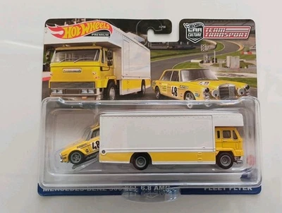 PACK HOT WHEELS TEAM TRANSPORT 1/64 MERCEDES 300 SEL 6.8 AMG / FLEET FLYER - Photo 1/2