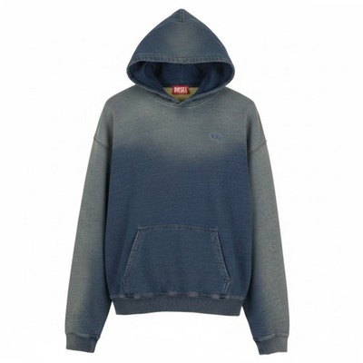 DIESEL S-Boxt-Hood-R6 Herren Hoodie L blau verwaschen Kängurutasche Pull On UVP250*