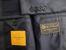 Hickey Freeman Suit 46R Loro Piana Super 200's Plaid ZENIT Excellent Condition