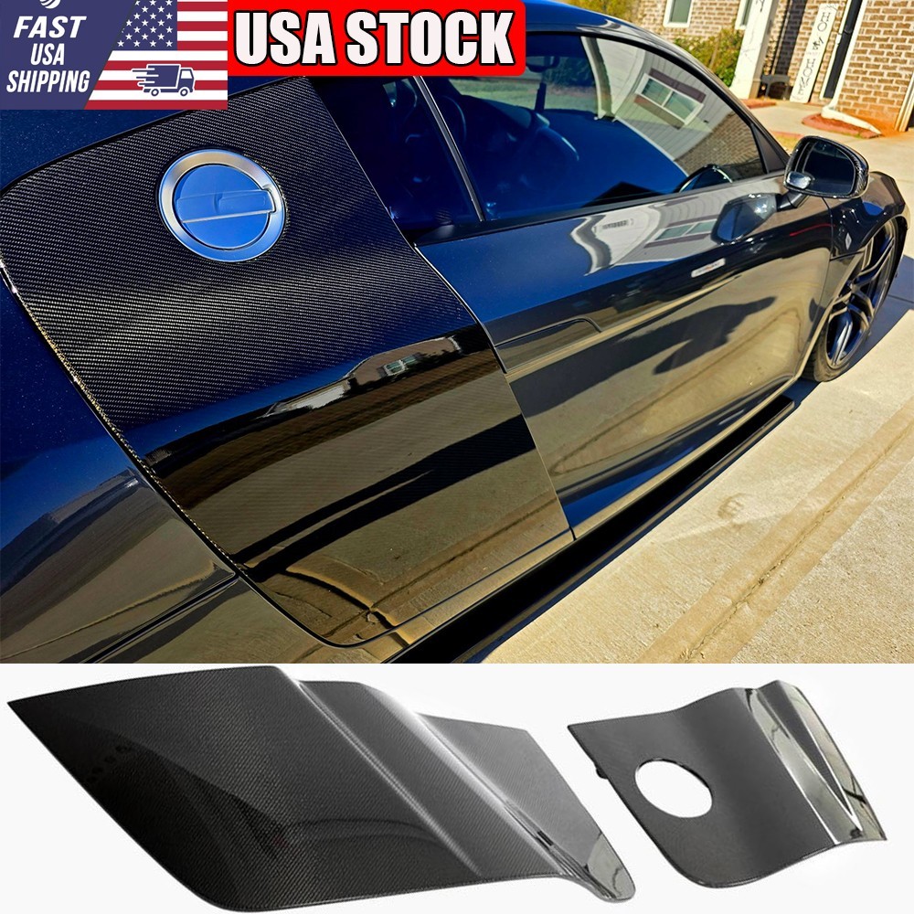 2PC REAL CARBON Exterior Door Fenders Side Blade Skirt For Audi R8 Coupe 2008-15