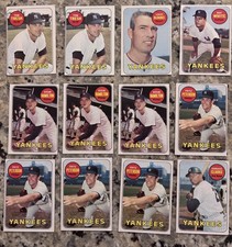 Topps 1969 12 Card Lot Vintage New York Yankees MLB Tom Tresh Horace Clarke