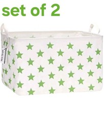 Storage Basket Collapsible Kids Toys Star Pattern Green