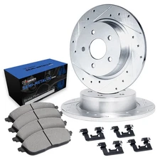 For Honda Accord 18-23 Drilled & Slotted Rear Brake Kit w Semi-Metalic Pads