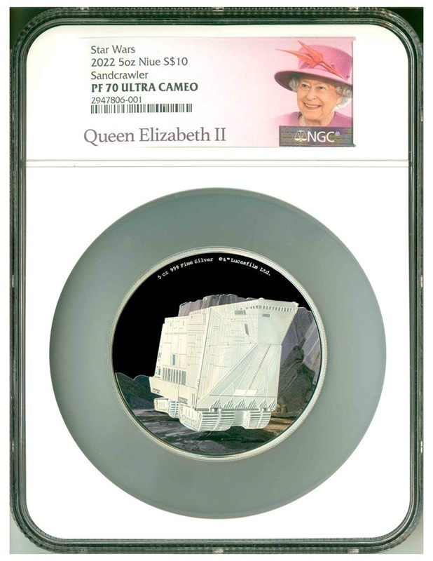 2022 Niue S$10 Star Wars Sandcrawler 5 Oz Colorized NGC PF70 UC Box & COA OGP