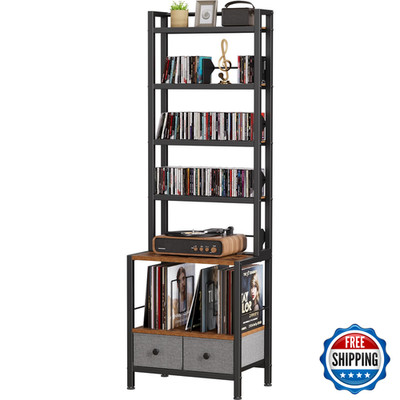 Epouseter Dvd Storage Vinyl Record Storage Rack 6-Tier Cd Rack Tower Drawers