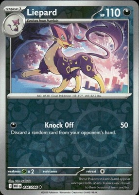 LIEPARD 056/086 WHITE FLARE UNCOMMON REVERSE HOLO POKEMON YUU NISHIDA
