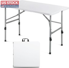 US Stock OS MOTOR 48in Folding Table White Portable Heavy Duty