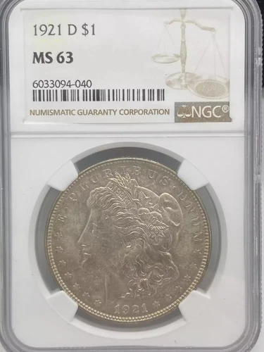 1921 D Morgan Silver Dollar NGC MS-63