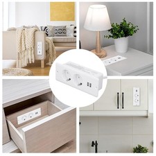 White Embedded Power Outlet 2 USB 2 10A Ports Recessed Desk Socket In Desk